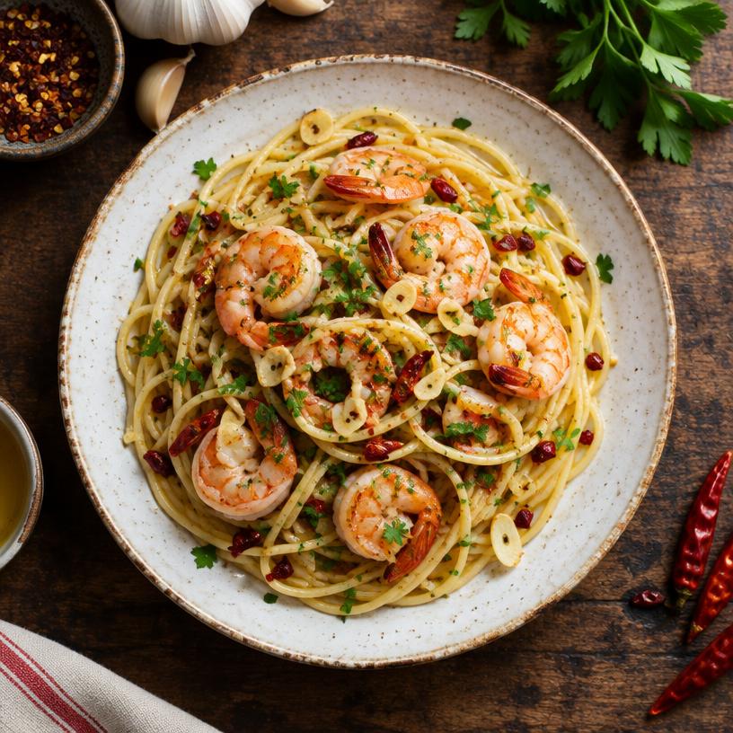 Makaron z krewetkami Aglio-Olio